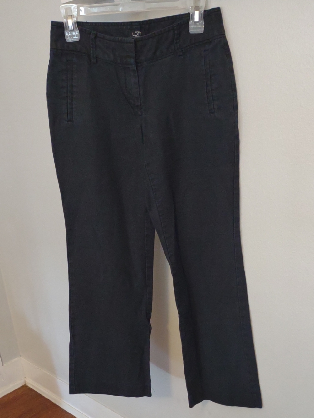 LOFT Linen Straight-Leg Black Pants